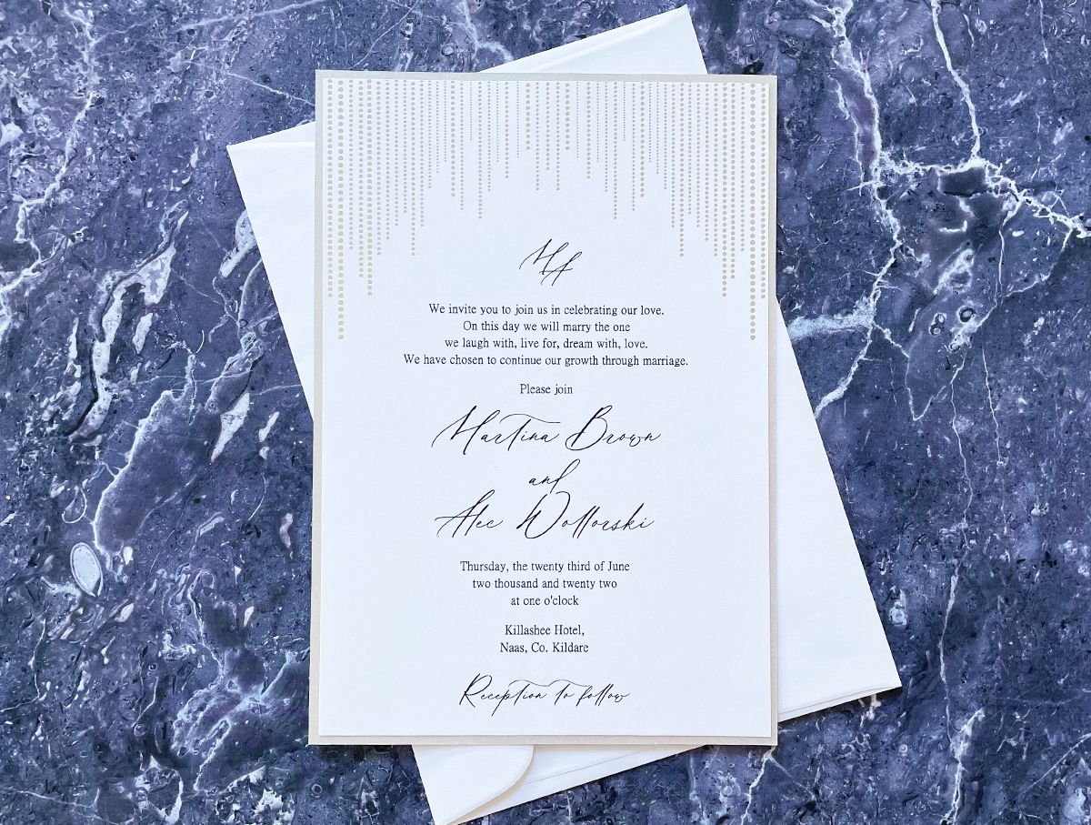 elegance silver foil wedding invitation